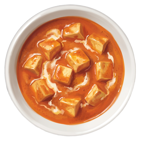 Painted illustration of paneer butter masala